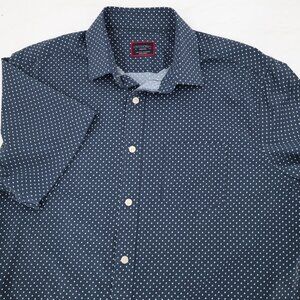 UNTUCKit Shirt Mens medium Nylon Blend Short Sleeve Button Up Geo performance
